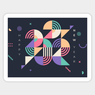 Happy New Year 2022 // Modern Geometric Design Sticker